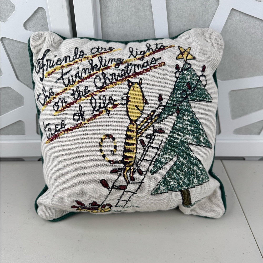 {Hallmark} Holiday Christmas Pillow, Cat Lighting Tree Design
